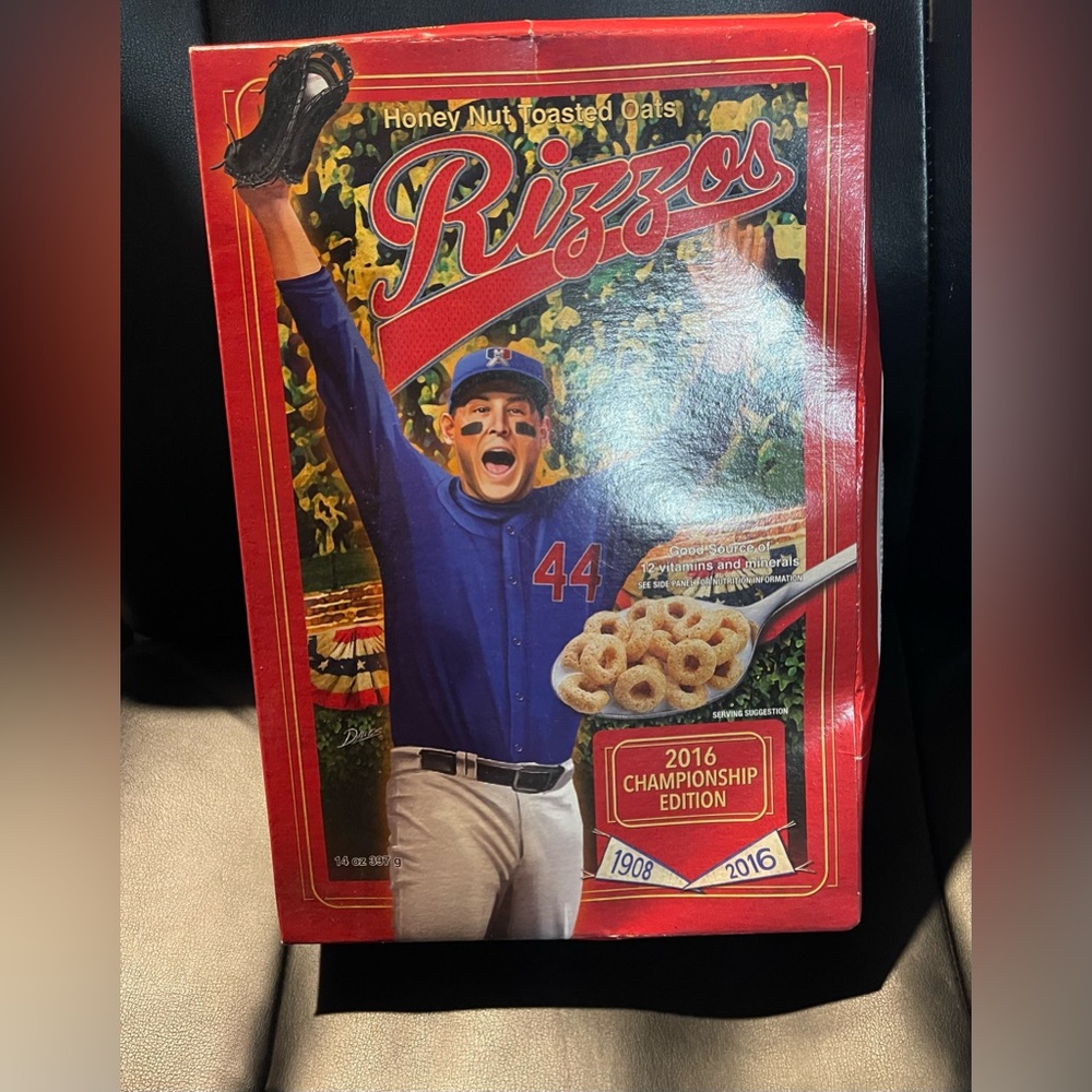 Rizzo 44 2016 CUBS Champ Honey Nut Toasted Oats Cereal -Sealed & Full Box-RIZZOS